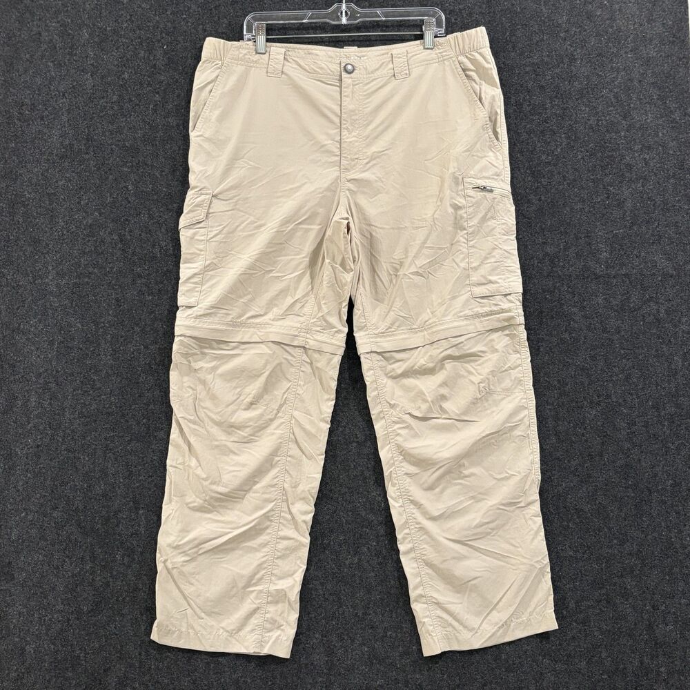 Columbia Silver Ridge Pants Mens 40x30 Beige Convertible Omni-Shade Zip Off